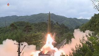 NKo TV airs footage of missile launch from train